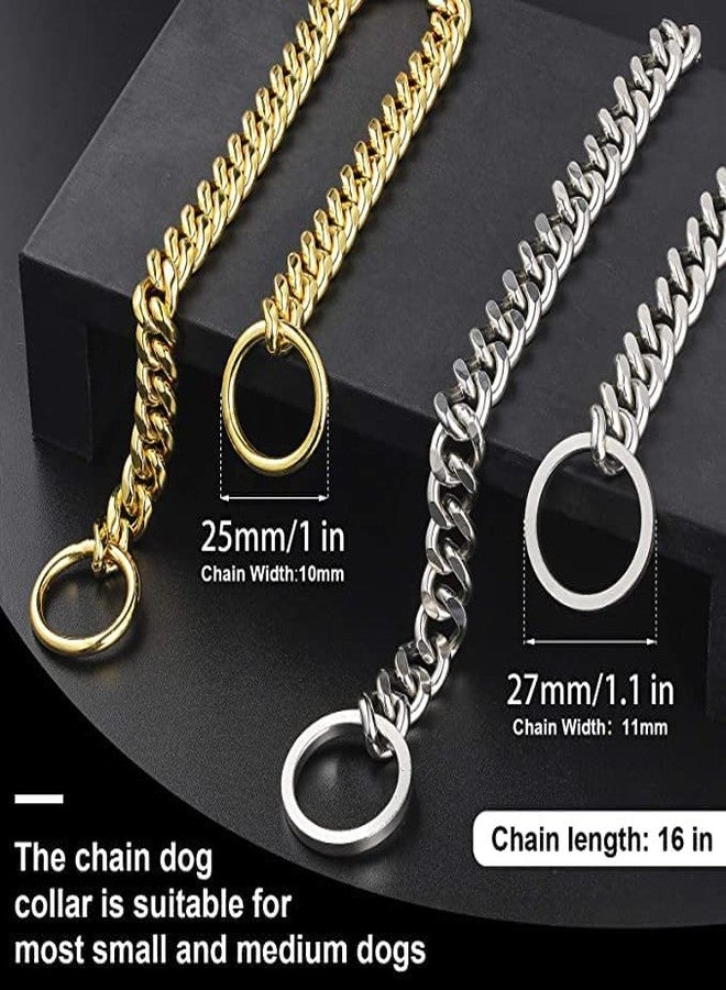 Pups&Pets طوق تدريب للكلاب من Pups&Pets، ذهبي (نحاسي) وفضي (معدني)، سلسلة صغيرة الحلقات، مناسب للكلاب الصغيرة (طول 18 بوصة). - Image 2